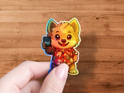 Cute Bear With Hawaiian Shirt Sticker product