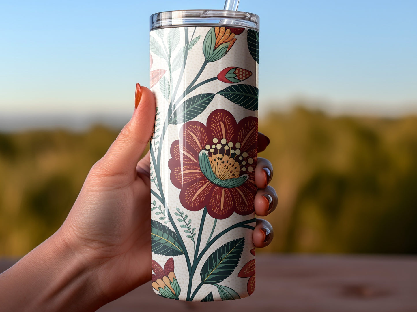 Floral Patterned Insulated Stainless Steel Tumbler product