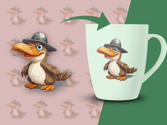 Cartoon Duck Explorer Mug, Cute Animal Coffee Cup, Gift for Nature Lovers, Unique Wildlife Themed Kitchenware