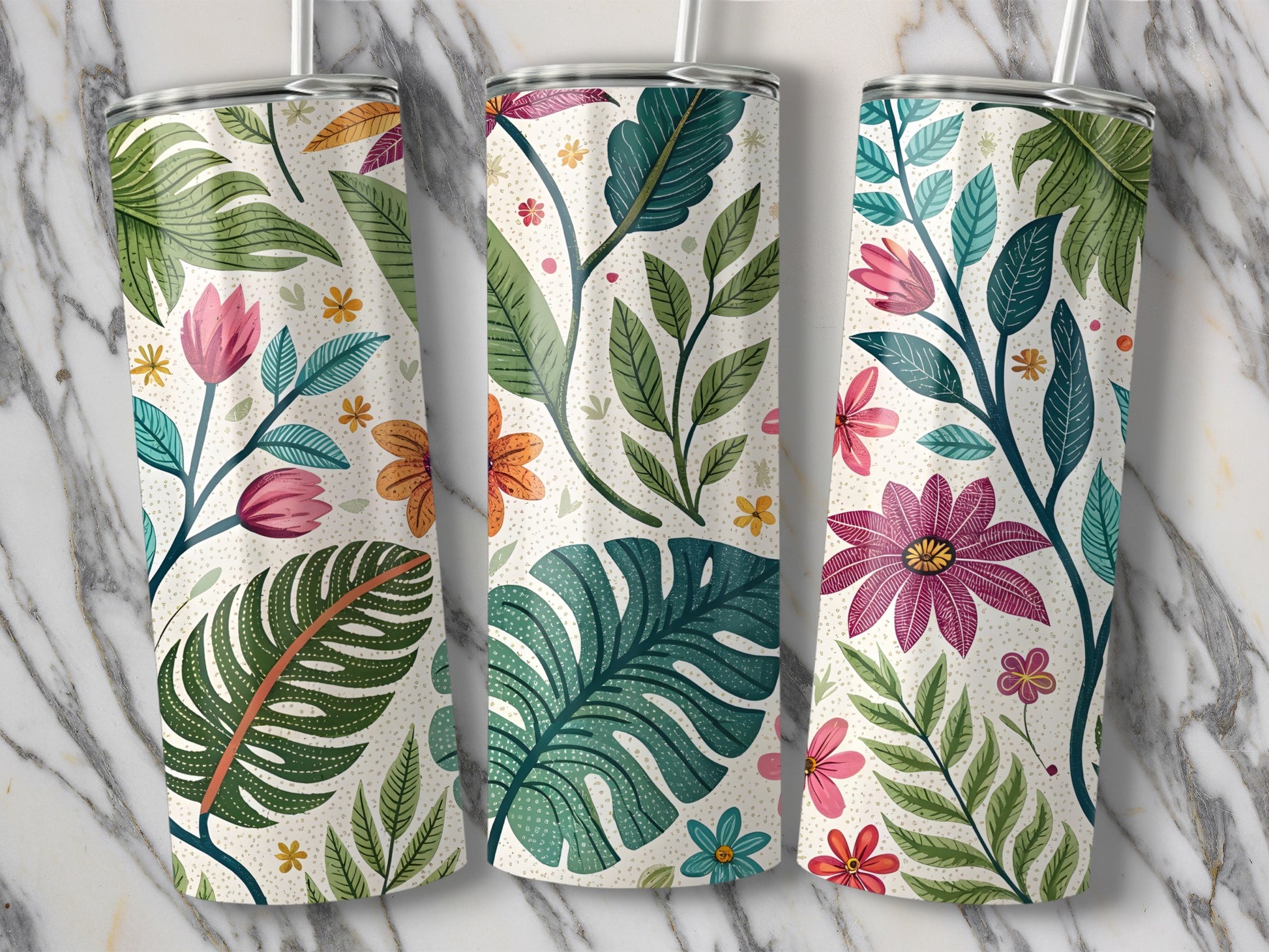 Floral and Leaf Pattern Insulated Tumbler product