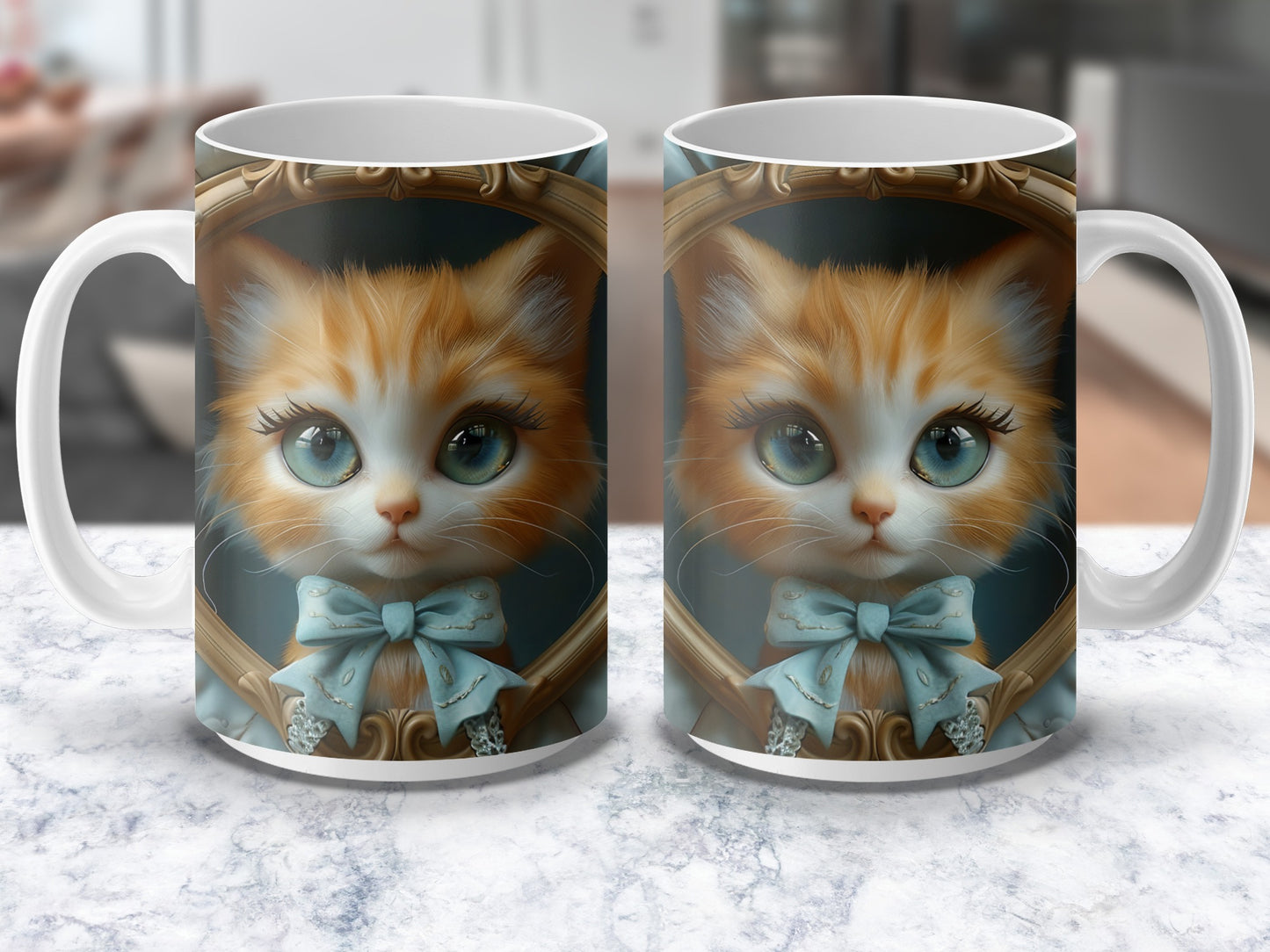 Cute Cat Coffee Mug - Adorable Kitten in Bow Tie, Unique Gift for Cat Lovers, Ceramic Tea Cup