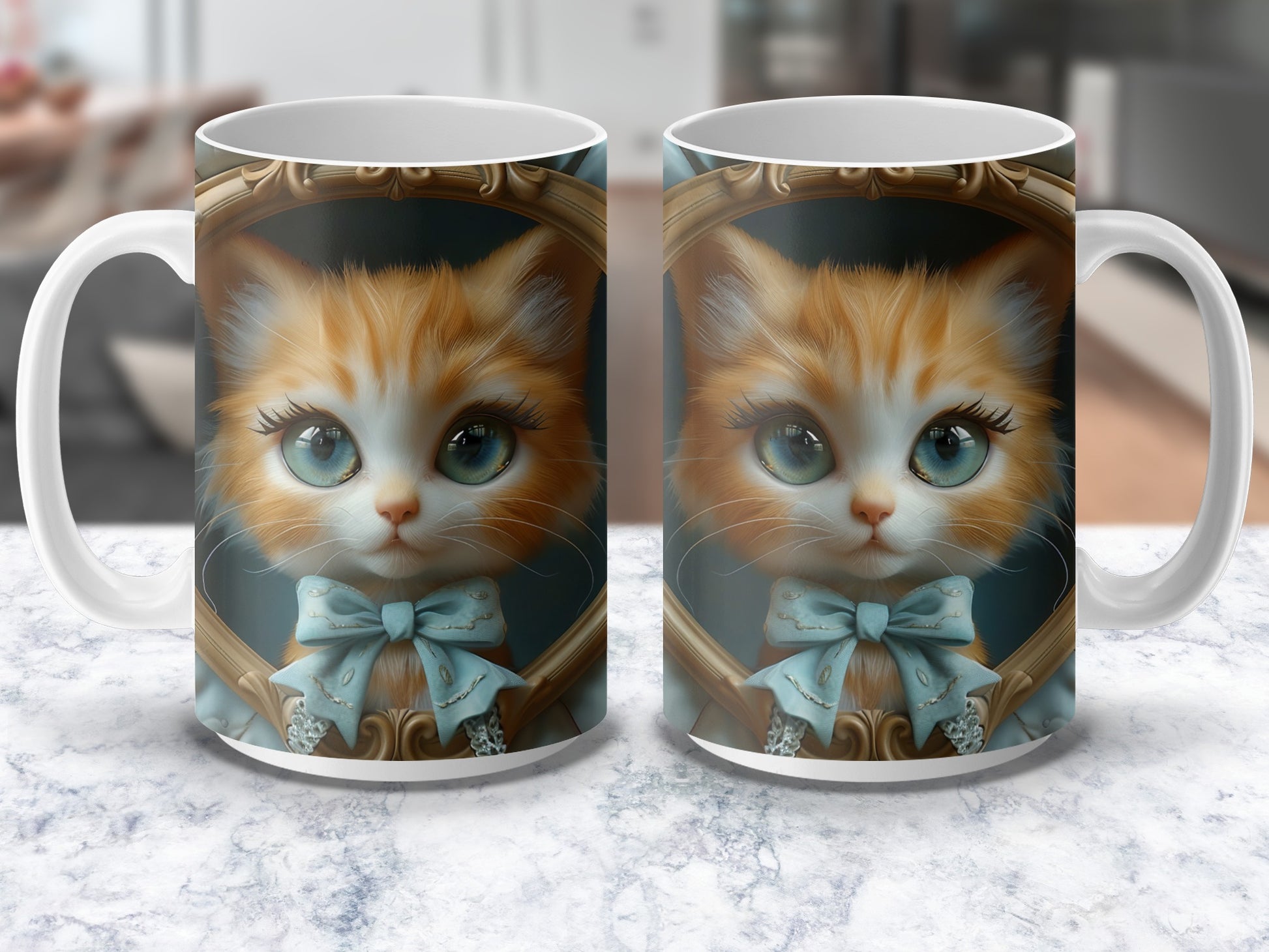 Cute Cat Coffee Mug - Adorable Kitten in Bow Tie, Unique Gift for Cat Lovers, Ceramic Tea Cup