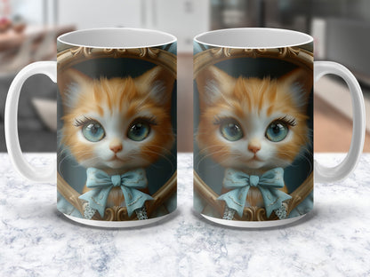 Cute Cat Coffee Mug - Adorable Kitten in Bow Tie, Unique Gift for Cat Lovers, Ceramic Tea Cup