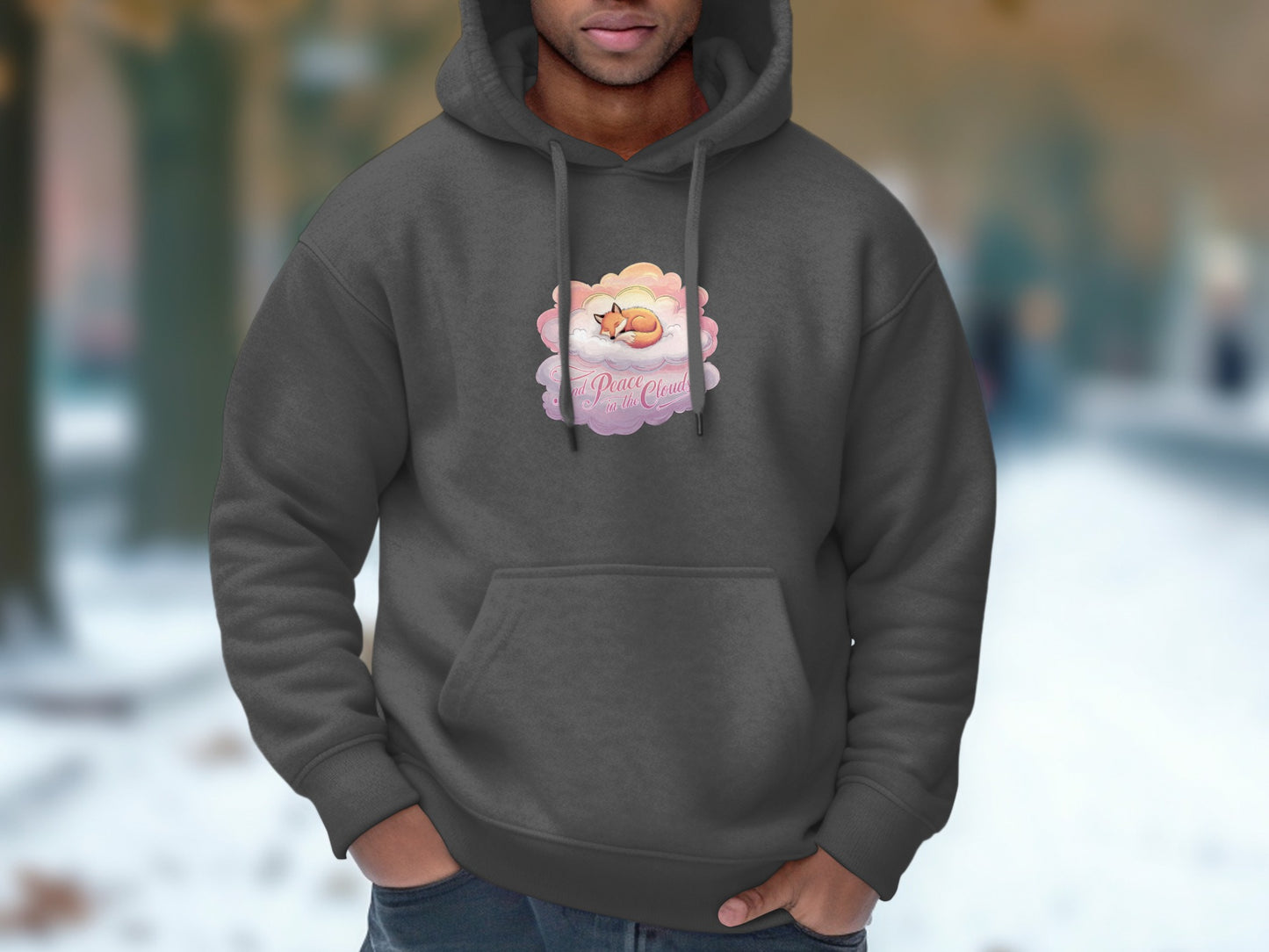 Cozy Cartoon Cat Print Graphic Hooded Sweatshirt product