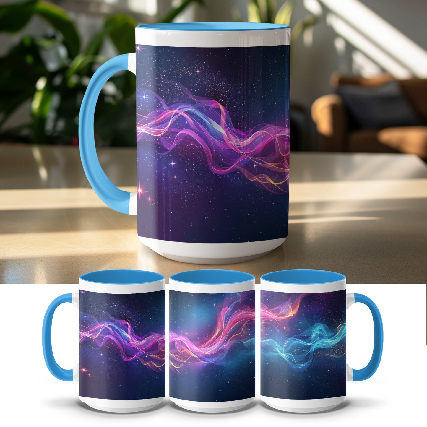 Vibrant Cosmic Design Mug with Blue Interior Mug Product