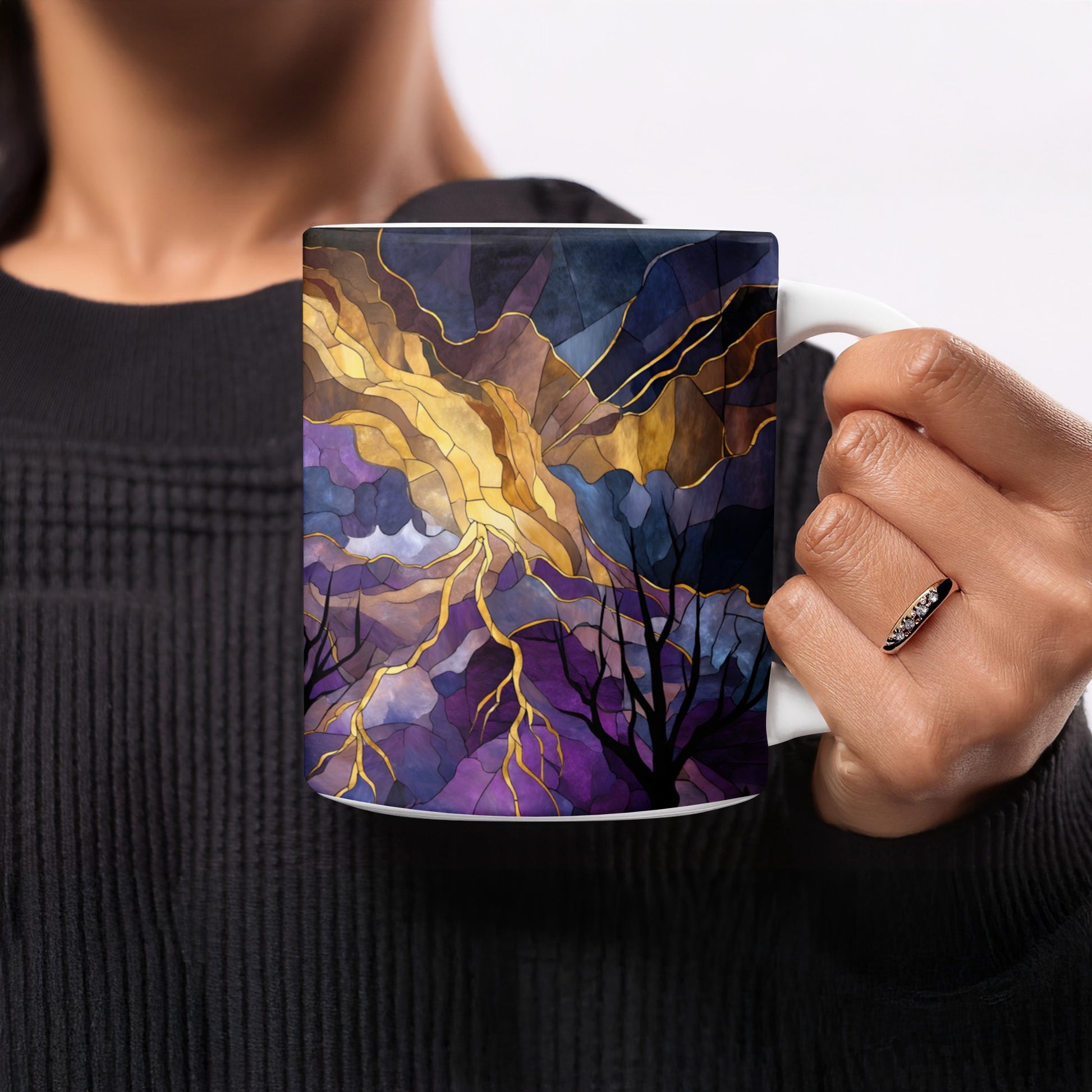 Stained Glass Lightning Scene Mug product type