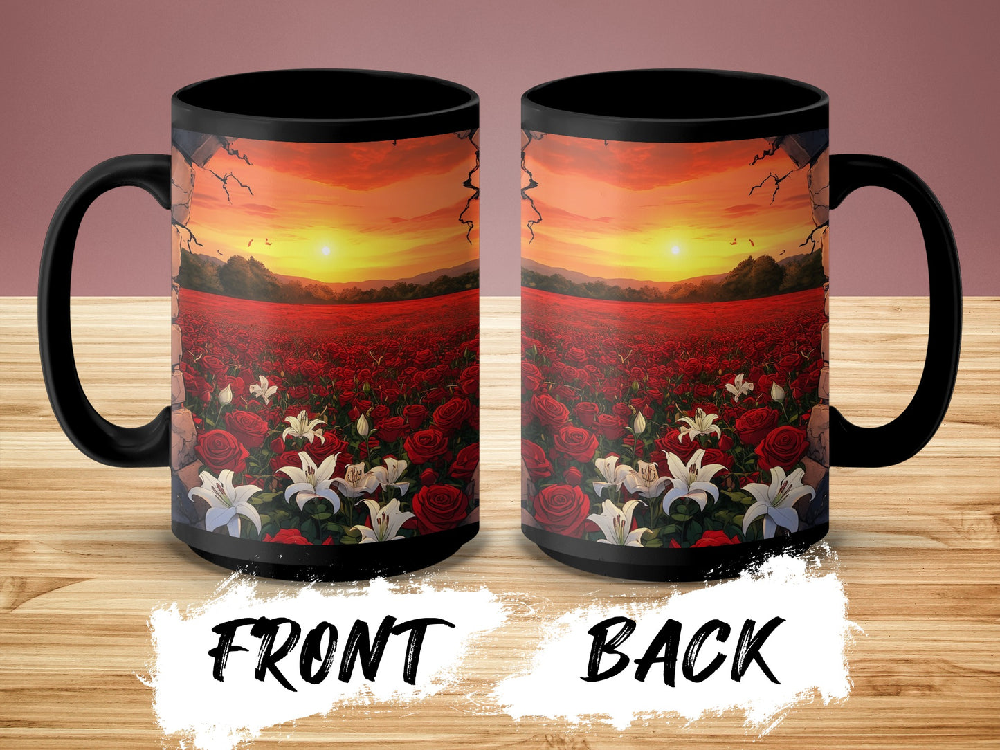 Stunning Sunset Over Flowers Design Mug product type