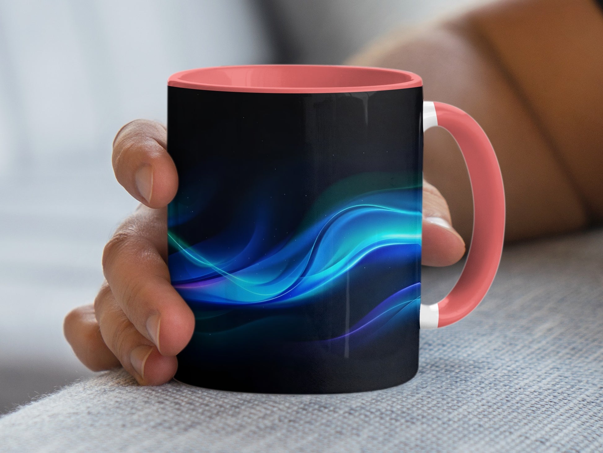 Vibrant Ocean Wave Design Black Coffee Mug product