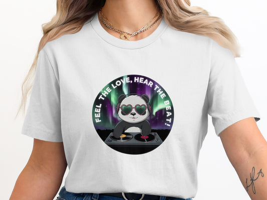 Feel The Love Hear The Beat Panda DJ Shirt product