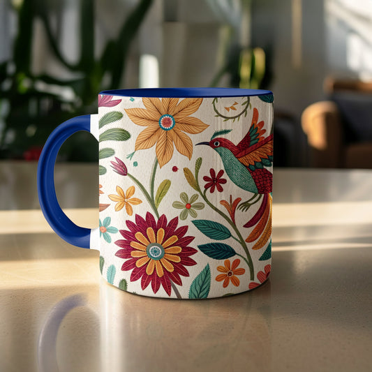 Colorful Floral and Hummingbird Designed Mug product