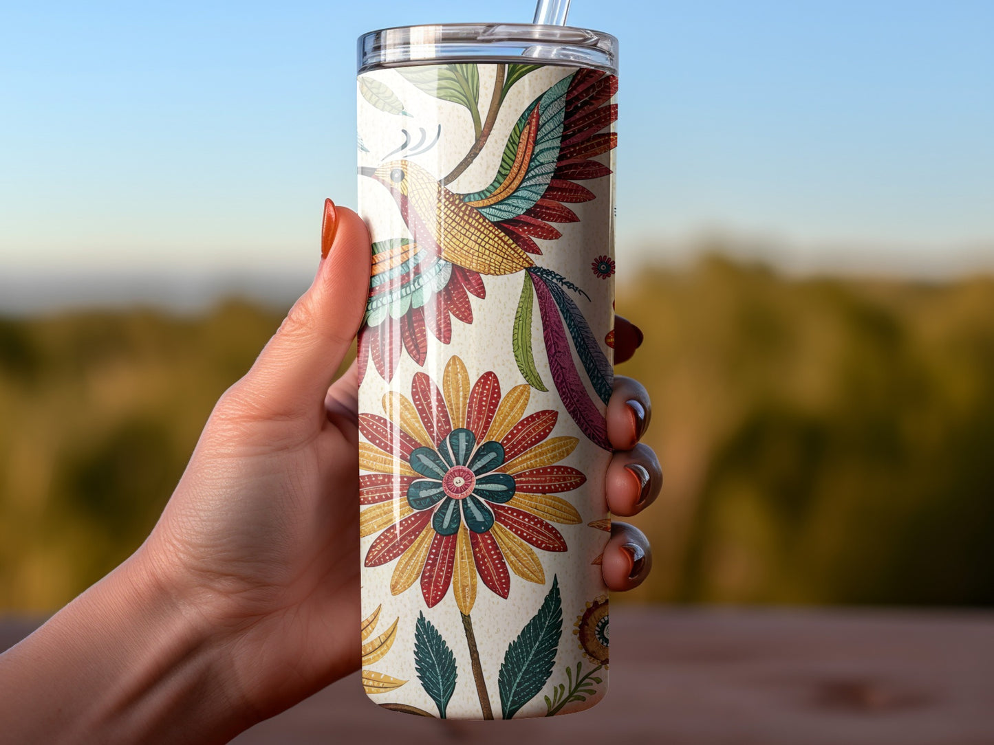 Colorful Tropical Flower Patterned Tumbler product
