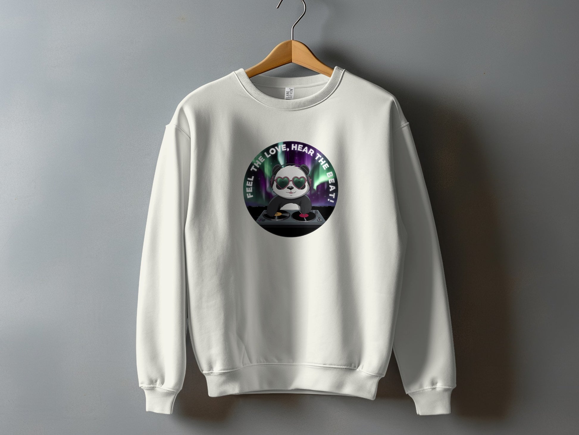 Feel the Love Hear the Beat Panda DJ Sweatshirt product type
