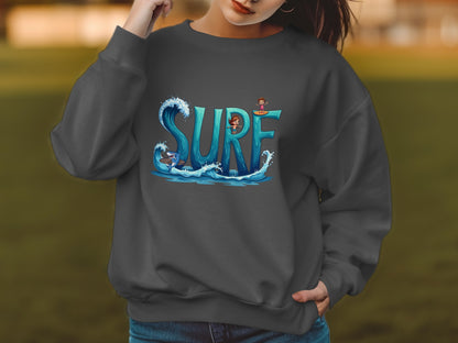 Surf Themed Graphic Cozy Long Sleeve Sweatshirt product