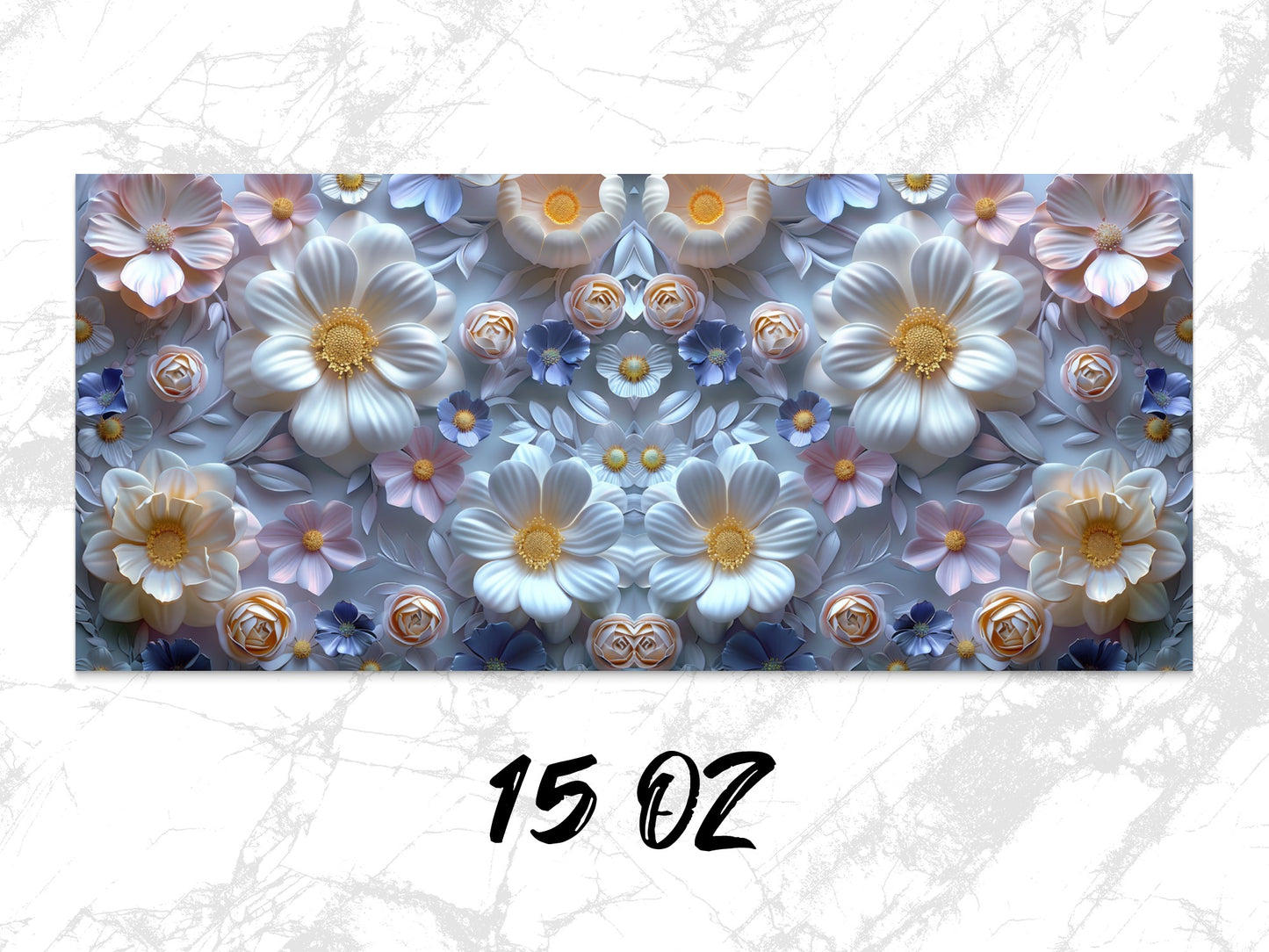 Floral Canvas Art Print, Blue and White Flowers, Modern Home Decor, Wall Hanging, Living Room Artwork, 15 OZ