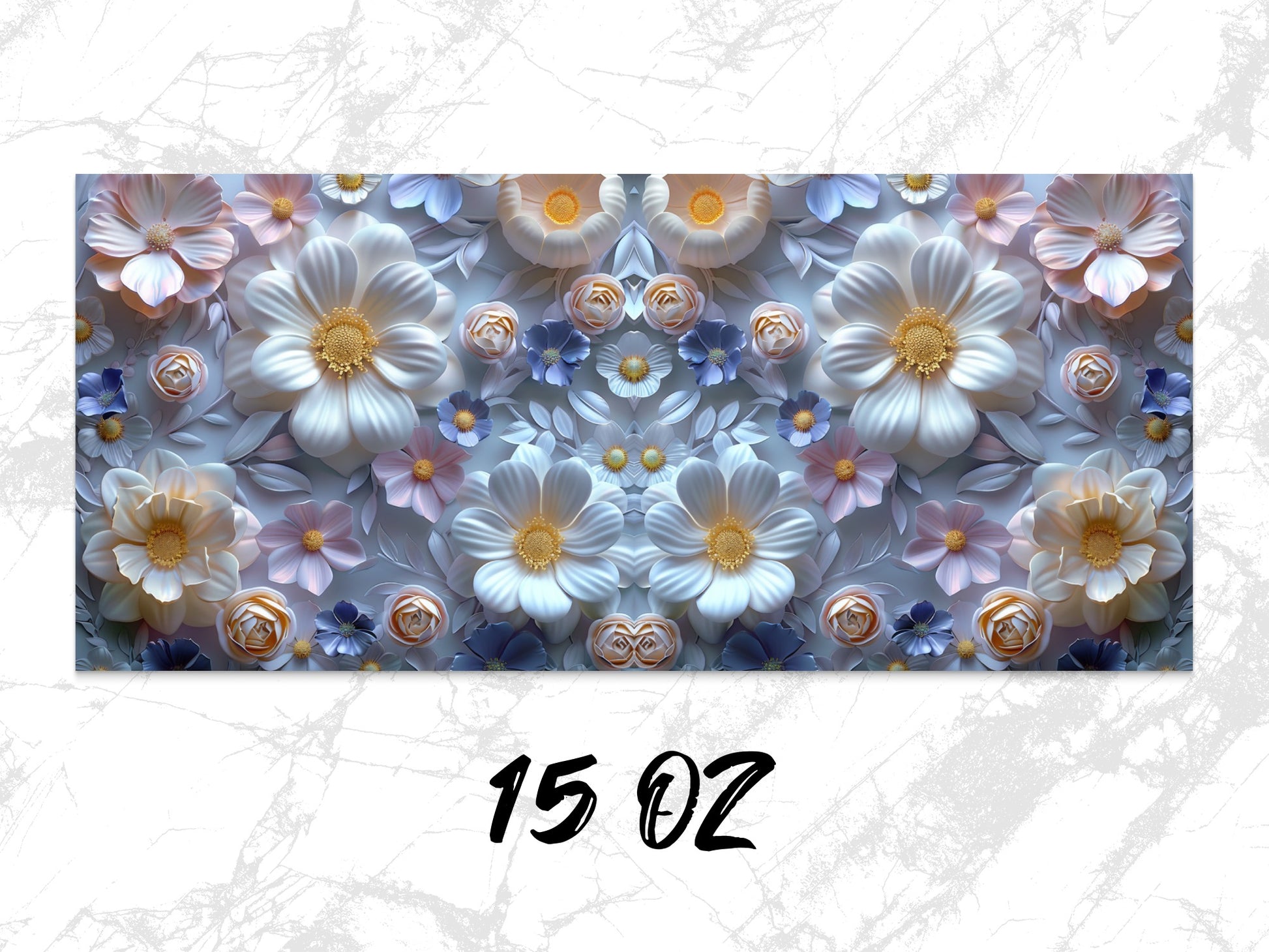 Floral Canvas Art Print, Blue and White Flowers, Modern Home Decor, Wall Hanging, Living Room Artwork, 15 OZ