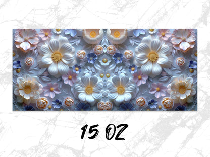 Floral Canvas Art Print, Blue and White Flowers, Modern Home Decor, Wall Hanging, Living Room Artwork, 15 OZ
