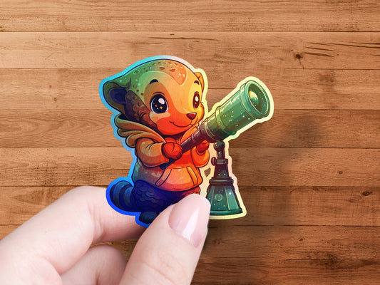 Cute Cartoon Otter with Telescope Sticker product