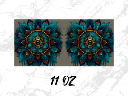 Abstract Blue and Gold Mandala Wall Art, Modern Home Decor, 11 Oz Canvas Print, Vibrant Wall Hanging