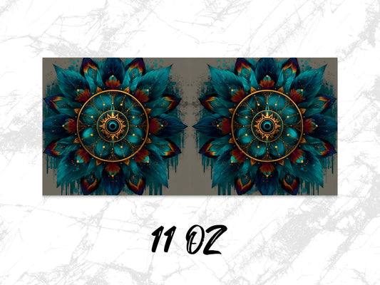 Abstract Blue and Gold Mandala Wall Art, Modern Home Decor, 11 Oz Canvas Print, Vibrant Wall Hanging