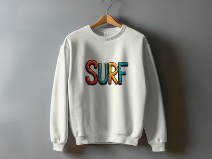 Colorful Surf Printed White Sweatshirt product type