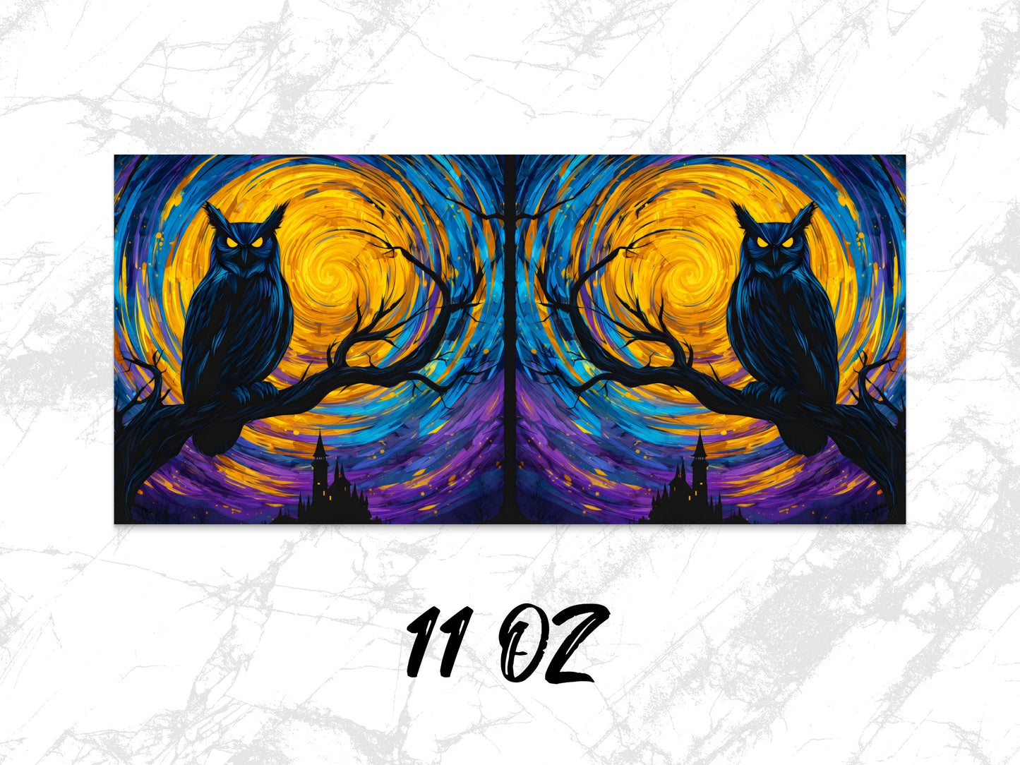 Starry Night Owl Art Print, Vibrant Van Gogh Style Coffee Mug, 11 oz Artistic Cup, Unique Gift Idea