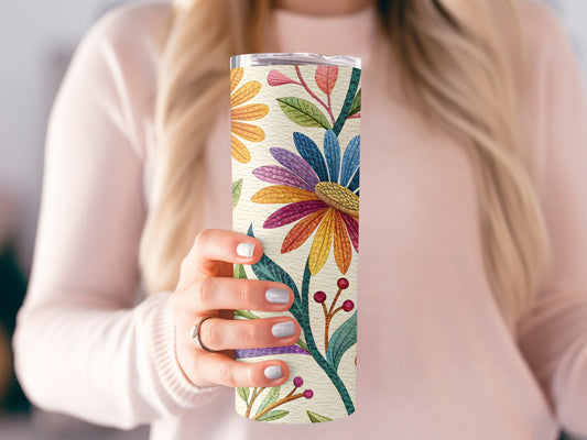 Floral Design Insulated Travel Tumbler Drinkware Product