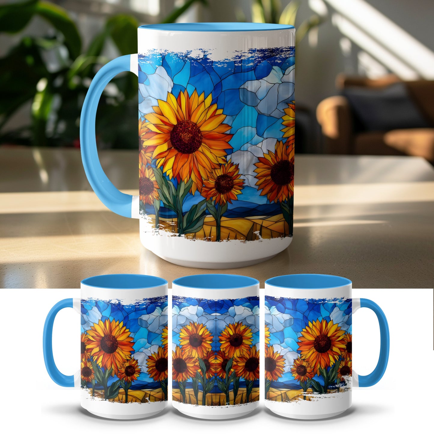 Beautiful Sunflowers in Field Stained Art Mug product