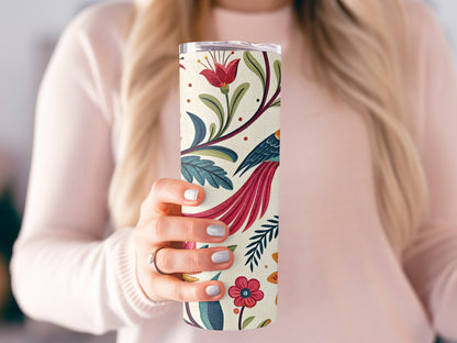 Colorful Floral Bird Print Tumbler for Drinks product