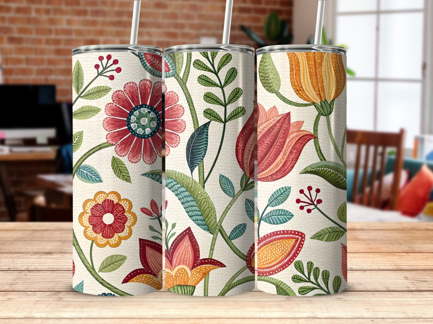 Colorful Floral Design Vacuum Insulated Tumbler product