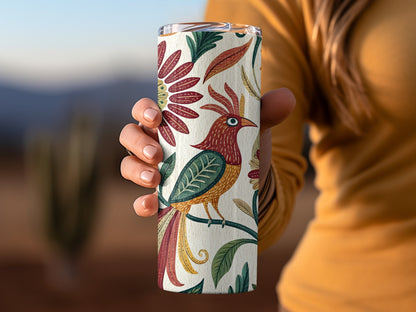 Colorful Bird and Flower Design Tumbler product