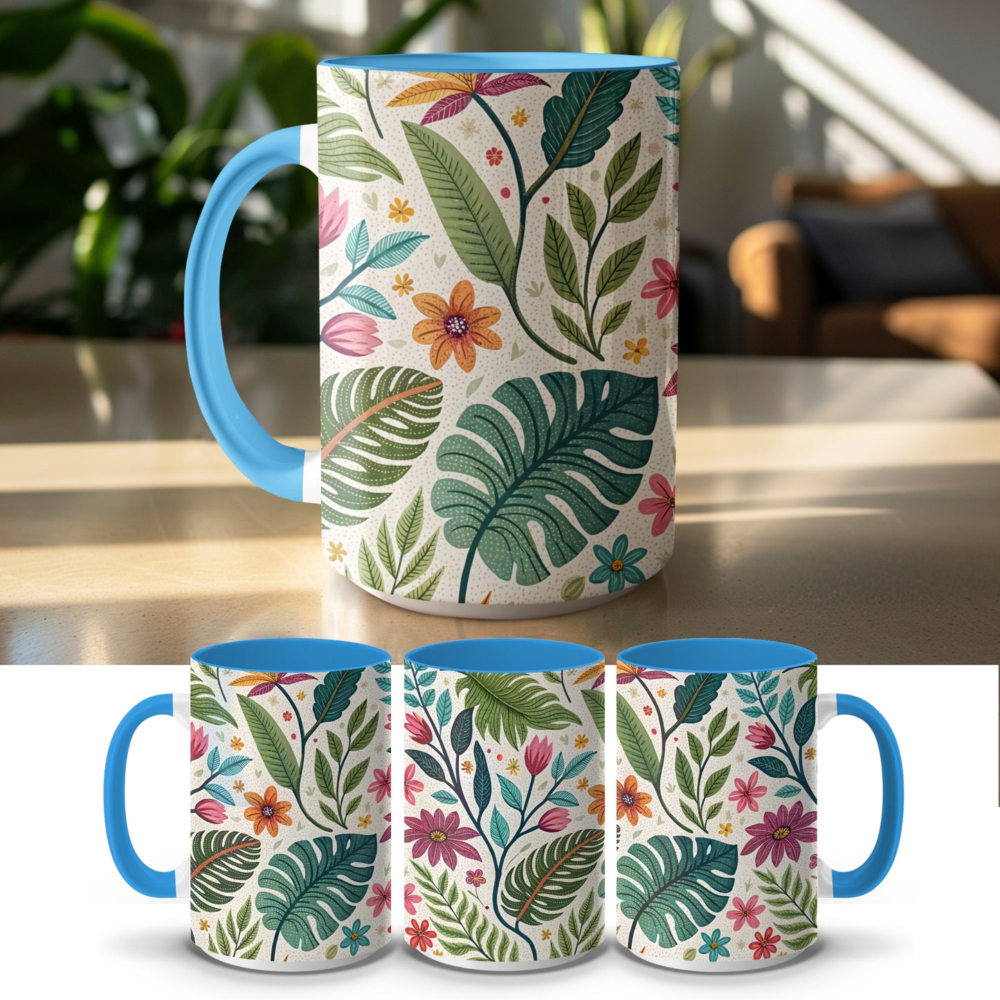 Colorful Tropical Floral Design Ceramic Mug product