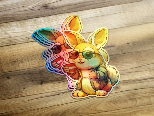 Cool Sunglass-Wearing Bunny Illustration Sticker product