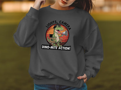 Lights Camera Dino-Mite Action Graphic Sweatshirt product