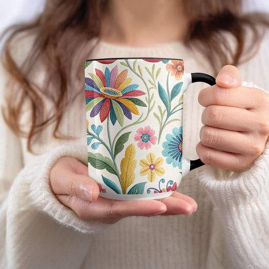 Vibrant Floral Design Coffee Mug Customizable Product
