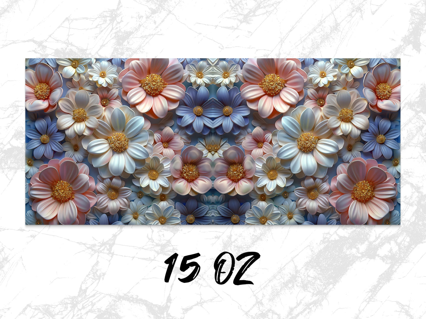 Floral Mouse Pad, Large Desk Mat, Colorful Flower Design, Office Accessories, 15 oz Size, Blossom Print Decorative Desk Blotter.