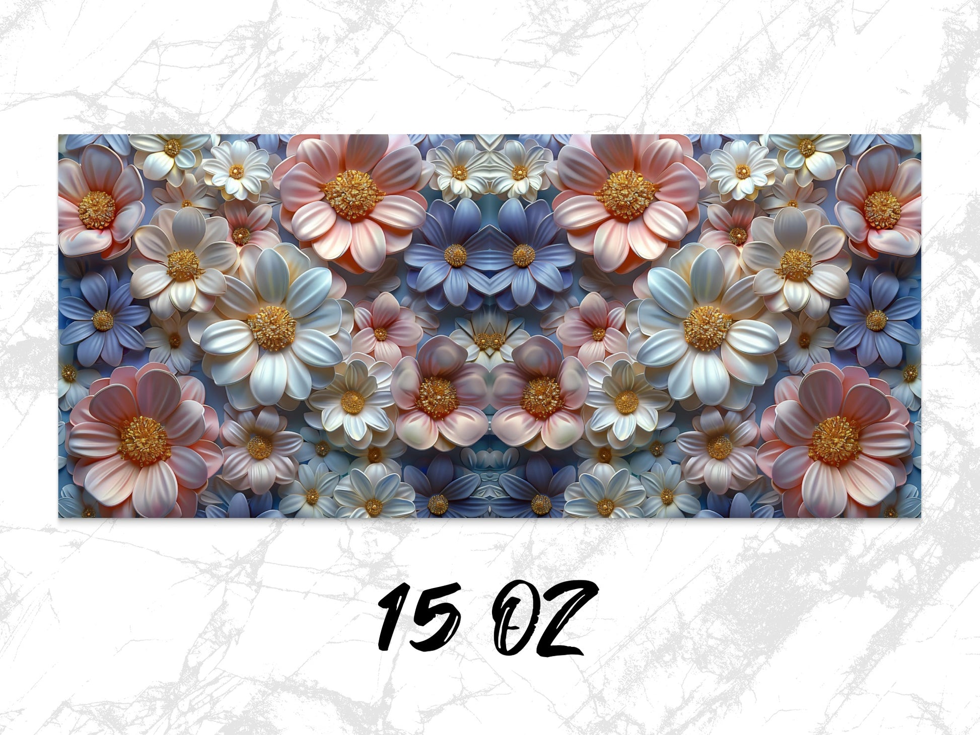 Floral Mouse Pad, Large Desk Mat, Colorful Flower Design, Office Accessories, 15 oz Size, Blossom Print Decorative Desk Blotter.