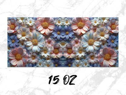 Floral Mouse Pad, Large Desk Mat, Colorful Flower Design, Office Accessories, 15 oz Size, Blossom Print Decorative Desk Blotter.
