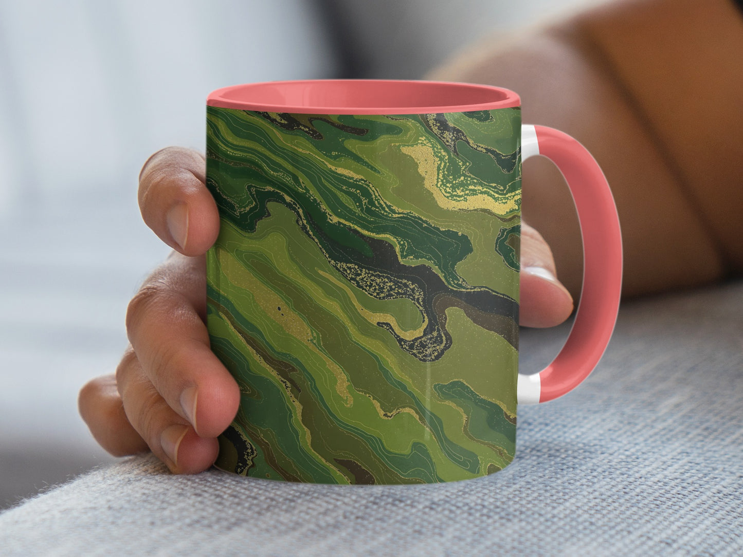 Abstract Green and Brown Design Ceramic Mug product
