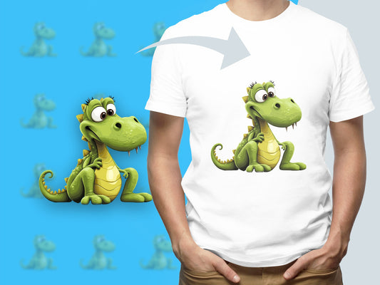 Cute Cartoon Dragon T-Shirt, Kids Friendly Dinosaur Graphic Tee, Fun Animal Design, Soft Cotton Shirt
