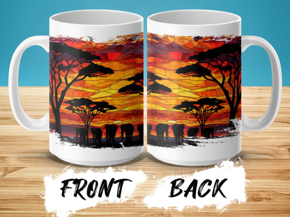 African Sunset Elephant Silhouette Design Mug product type