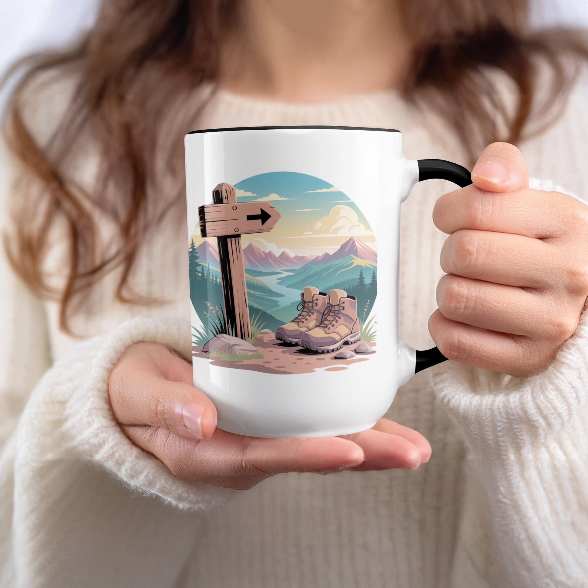 Scenic Mountain Hiking Boots Design Mug product