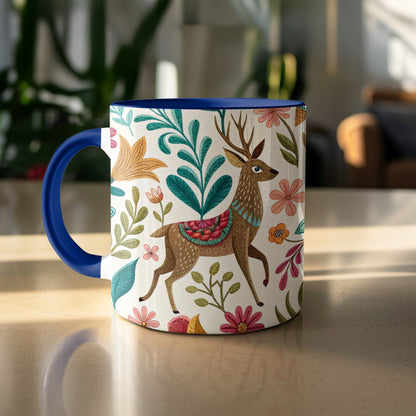 Floral Pattern Deer Design Coffee Mug product