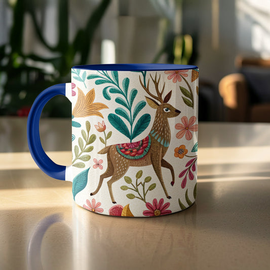 Floral Pattern Deer Design Coffee Mug product