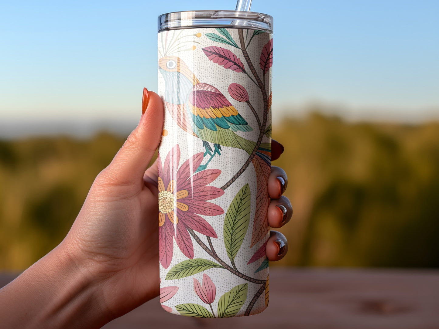 Colorful Floral Design Travel Mug Drinkware product type