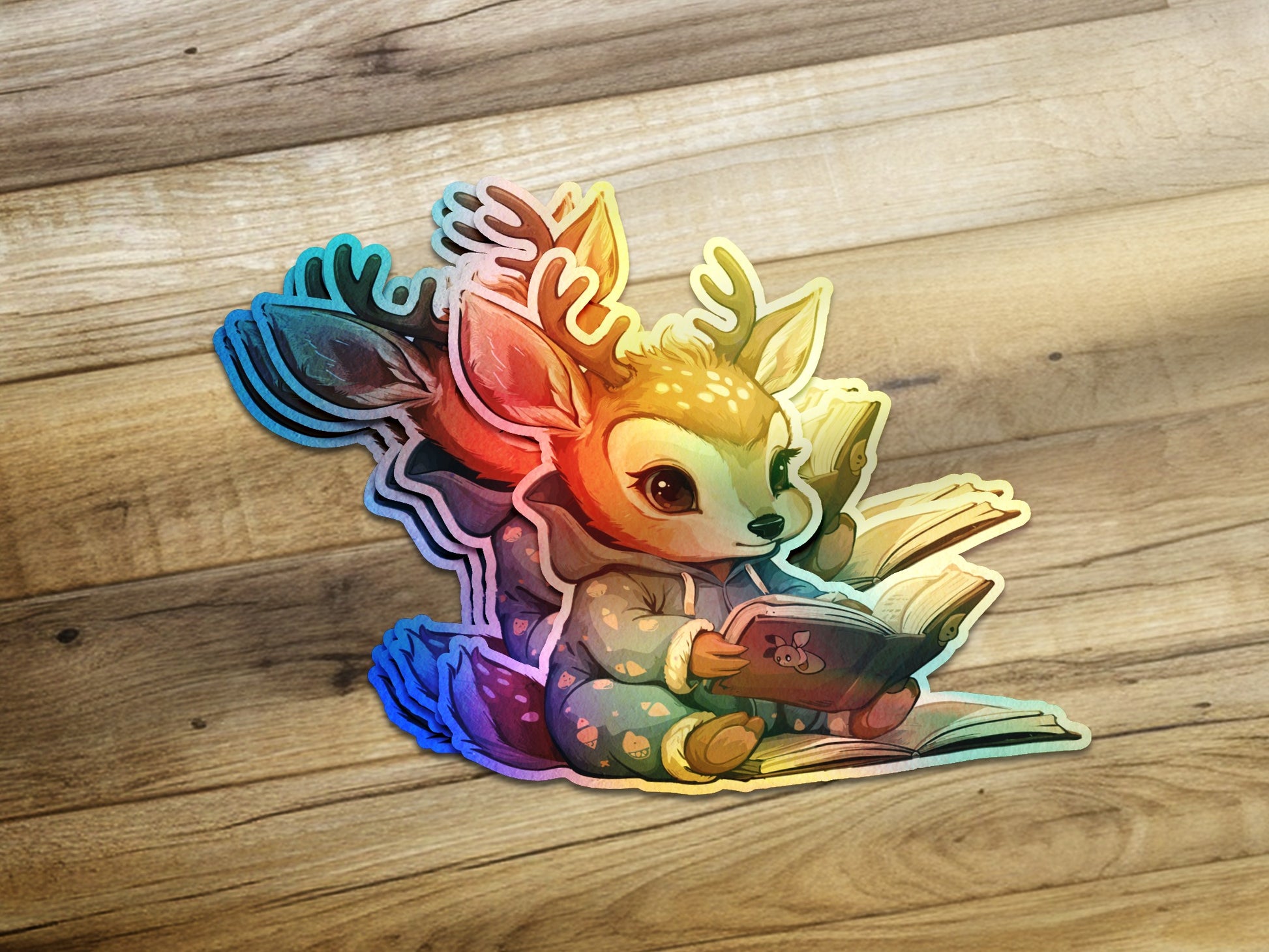 Cute Deer Reading Book Colorful Sticker product