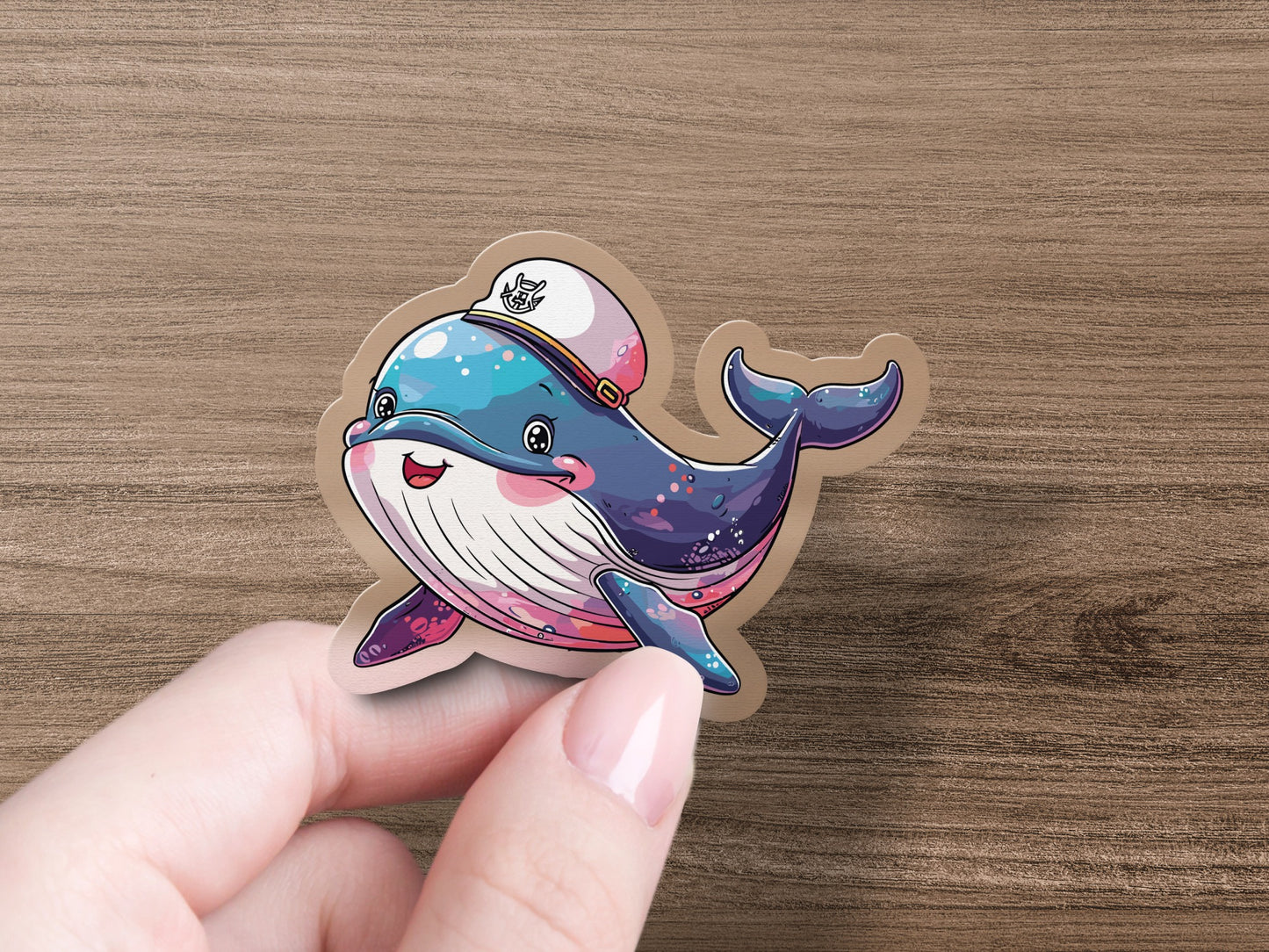 Cute Whale Wearing Sailor Hat Cartoon Sticker product