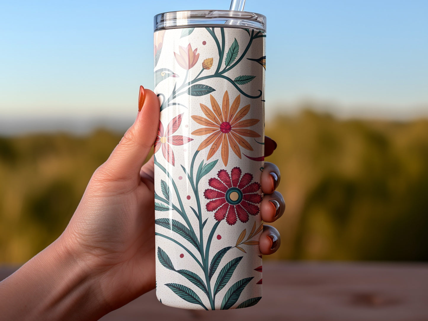 Floral Design Vacuum Insulated Travel Tumbler product
