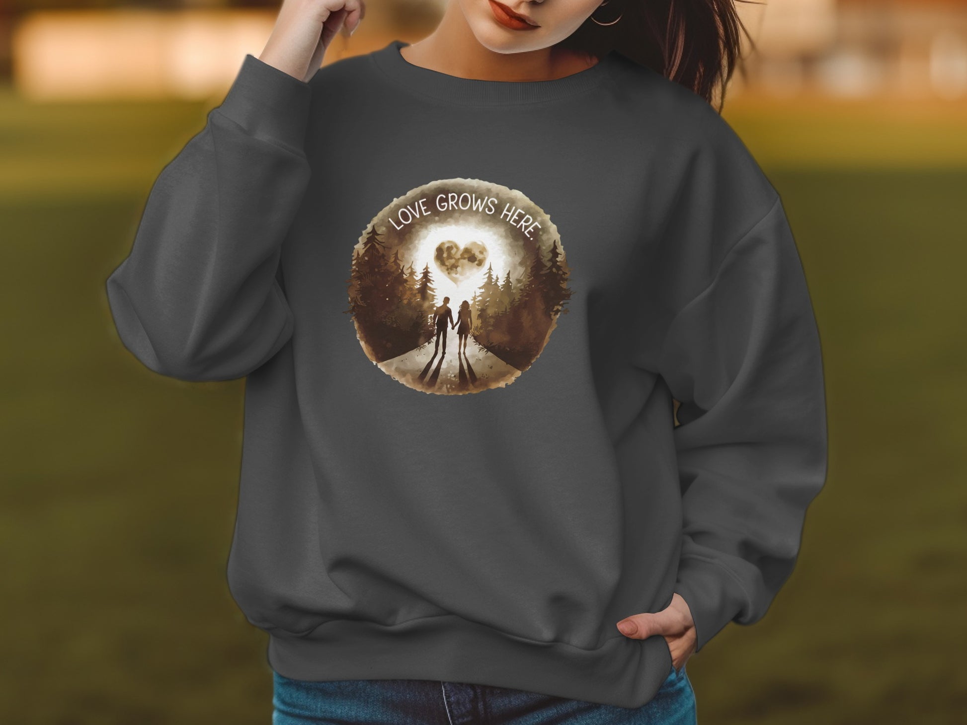 Love Grows Here Cozy Romantic Design Sweatshirt product type