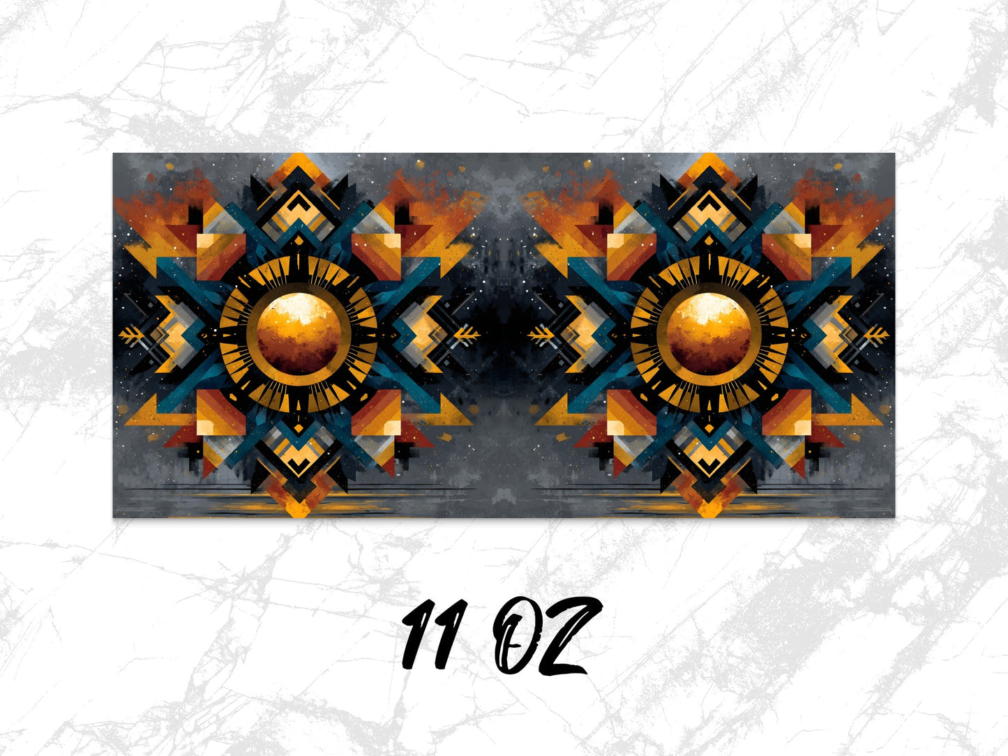 Aztec Inspired Abstract Art Canvas Print, Vibrant Wall Decor, Modern Tribal Design, 11 oz