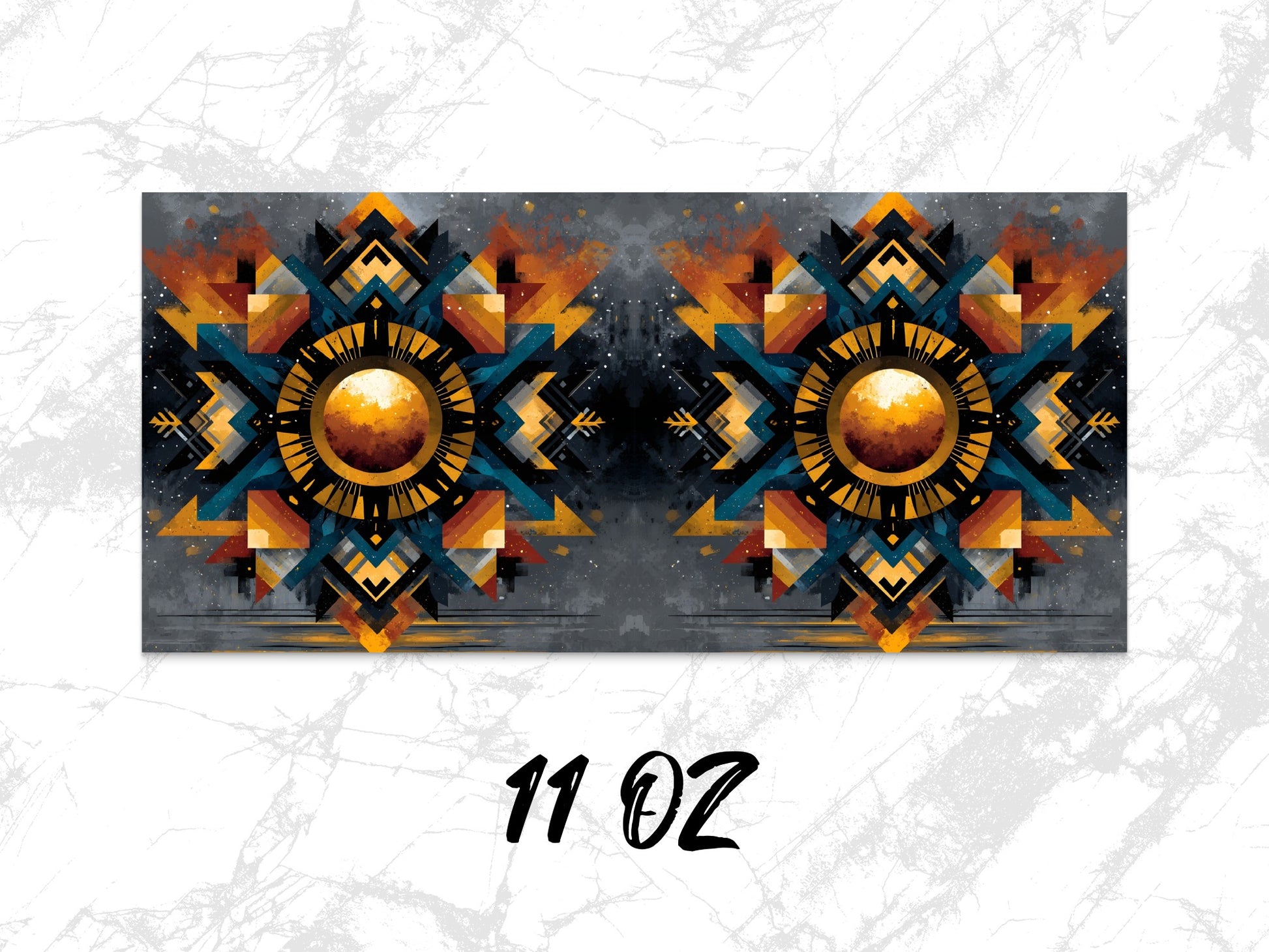 Aztec Inspired Abstract Art Canvas Print, Vibrant Wall Decor, Modern Tribal Design, 11 oz